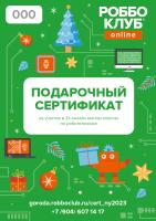 Подарочный сертификат на 2 занятия по интенсивной общеразвивающей досуговой программе (мастер-классу) по робототехнике в формате онлайн